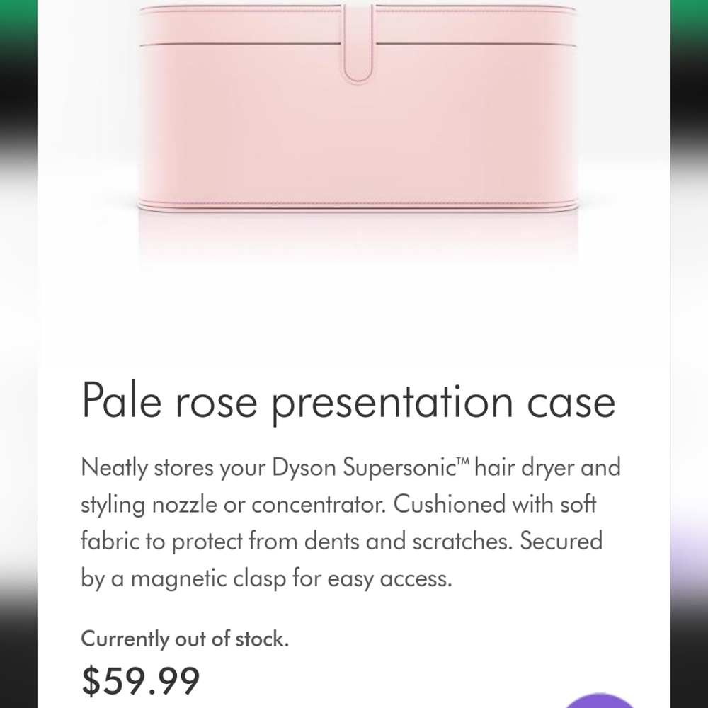 Dyson Supersonic Hair Dryer Storage/ Presentation Case in Pale Rose